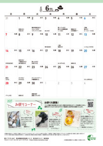 くらし方録6月カレンダー